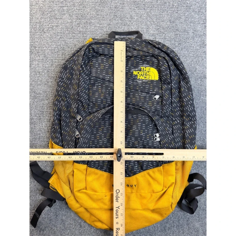 The North Face Wise Guy Backpack Black Yellow Pattern School Hiking Bag Daypack